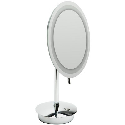 ALFI ABM9FLED-PCPolished Chrome Tabletop Round 9Inch 5x Magnifying Cosmetic Mirror with Light