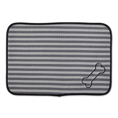 Bone Dry Gray Stripe Embroidered Bone Pet Mat