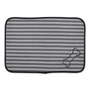 Bone Dry Gray Stripe Embroidered Bone Pet Mat - 1 of 4