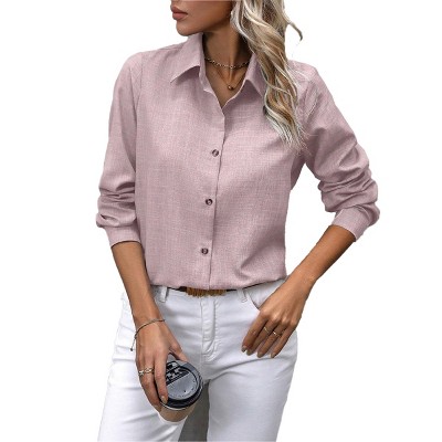 Womens Button Down Shirts Long Sleeve Causal Classic-Fit Dress Shirts Textured Shirts Business Office Blouse Long Sleeve Formal Shirts