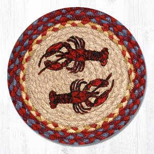 Earth Rugs Lobster Printed Round Trivet – 10"x10" Braided Jute Accent with Nautical Coastal Theme - 1 of 3