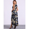 INSPIRE CHIC Women's Casual V Neck Floral Print Belt Sleeveless Maxi Dress - 3 of 4