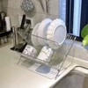 Folding bowl rack with drip tray, stainless steel 2-layer dishwasher rack, folding dishwasher rack, kitchen sink folding bowl rack - 3 of 4