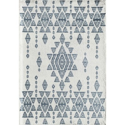 Royal Nova Blue and White Synthetic Area Rug
