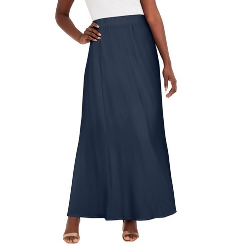 Jessica London Women s Plus Size Stretch Knit Maxi Skirt 12 Navy