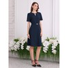 INSPIRE CHIC Women's Elegant A-Line Choker V Neck Belted Wear to Work Fit and Flare Dress - 3 of 4