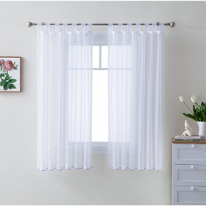 HLC.ME Tab Top Window Curtain Sheer Voile Panels for Living room & Bedroom, Set of 2 - 1 of 4