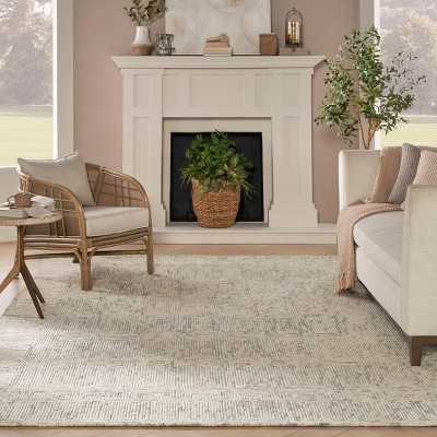 Ivory/Grey/Teal 8' x 10' Hand-Tufted Wool Rectangular Rug