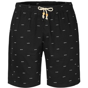 Lars Amadeus Men's Summer Swim Elastic Waistband Drawstring Pockets Patterned Beach Board Shorts - 1 of 4