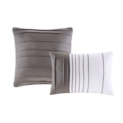Full Gray Microfiber Reversible Plaid Comforter Set