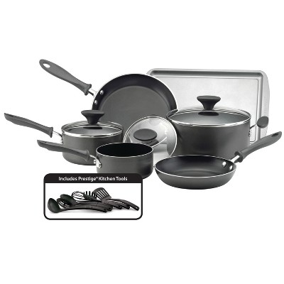 Farberware Reliance 15pc Aluminum Nonstick Cookware Set with Prestige Tools Black