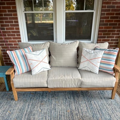 Caterina Teak Patio Sofa With Cushion - Beige - Cambridge Casual : Target