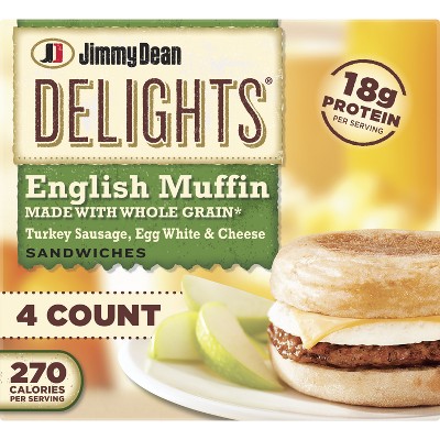 Jimmy Dean Delights Turkey Sausage, Egg Whites, & Cheese Frozen English Muffin - 4ct