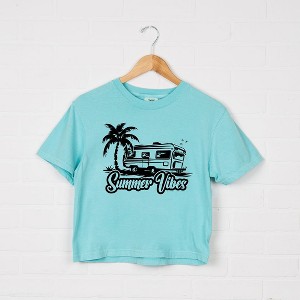 Simply Sage Market Women's Summer Vibes Camper Short Sleeve Relaxed Fit Cropped Tee - 1 of 4