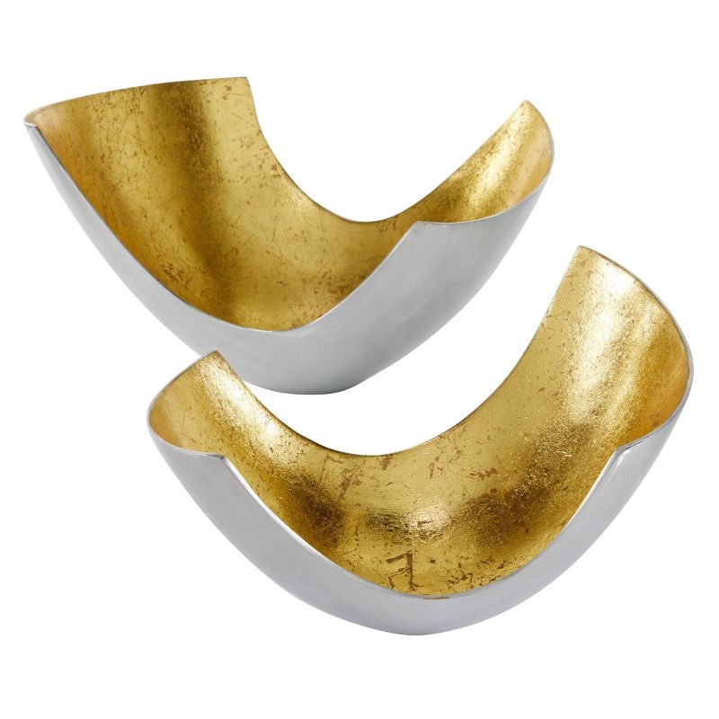 Set of 2 Contemporary U shaped Aluminum Bowls Gold - Olivia &#38; May, 1 of 16