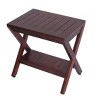HomeRoots Compact X Shape Teak Shower Outdoor Bench With Shelf In Brown Finish - 3 of 4