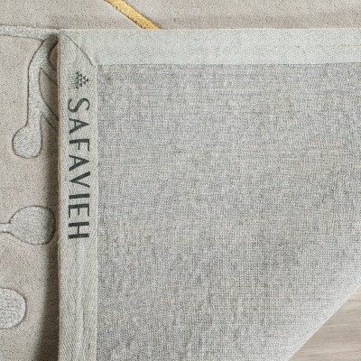 Gray and Yellow Tufted Wool and Viscose Square Area Rug