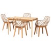 Baxton Studio Ballerina Modern Bohemian Greywashed Rattan and Natural Brown Finished Mahogany Wood 5-Piece Dining Set - 2 of 4