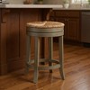HomeRoots 24" Natural and Gray Rush and Solid Wood Backless Counter Height Swivel Bar Chair - 2 of 4