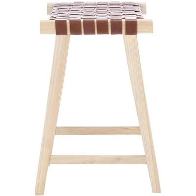 Abreu Airy Contemporary Cognac Leather Counter Stool
