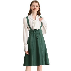 INSPIRE CHIC Women's High Waist Overall Corset Skater Suspender Dresses - 1 of 4
