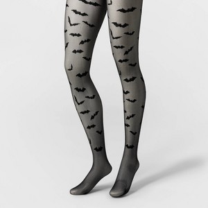 Women's Bat Sheer Halloween Tights - Hyde and EEK! Boutique™ Black - 1 of 2