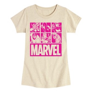 Girls' - Marvel - Pink Character Valentine Characters Fitted Short Sleeve Graphic T-Shirt - 1 of 3