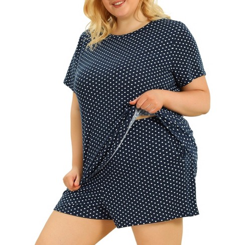 Agnes Orinda Women's Plus Size Short Sleeve Shirt And Shorts