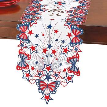 Collections Etc Patriotic Embroidered Butterflies and Stars Table Linens