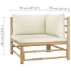 vidaXL 2 Piece Patio Lounge Set with Cream White Cushions Bamboo - 4 of 4