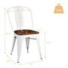 Costway Set of 4 Modern Metal Dining Side Chair Wood Seat Stackable Cafe Bistro - 4 of 4
