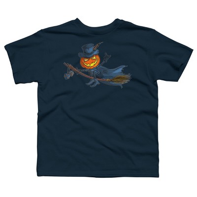 Boy's Design By Humans Halloween flying pumpkin By officegeekshop T-Shirt
