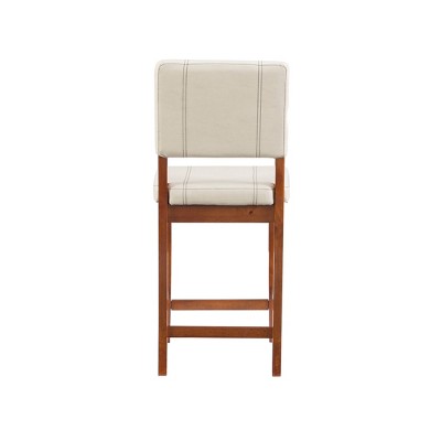 Milano 24" Cream Upholstered Wood Counter Stool