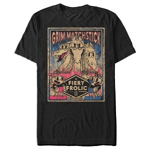 Men's Cuphead Grim Matchstick in Fiery Frolic Poster T-Shirt - 1 of 4