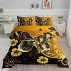 Boersma Black & Gold Butterfly Comforter Set Queen – Elegant Floral Bedding with Vintage Butterflies, Luxury 3-Piece Quilt Set Pillowcases for Adults - 2 of 4