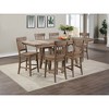 Pine and Rubberwood Solids Rustic Counter Chair (Set of 2) with Shaped Wood Seat, Saw Rasping and Distressing, Modern Ranch Design - 3 of 4