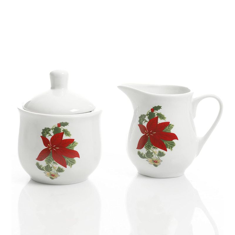 Gibson Home Perfect for Holidays Poinsettia 7 Piece Porcelain Serving Set in Red, 2 of 8