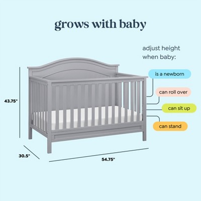 Gray Pinewood 4-in-1 Convertible Crib with Arched Headboard