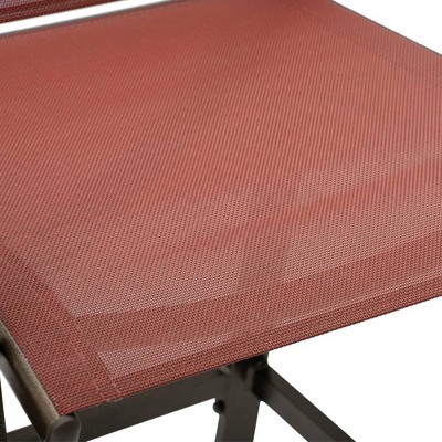 Pellebant Orange Textilene Aluminum Outdoor Counter Height Bar Stools, Set of 2