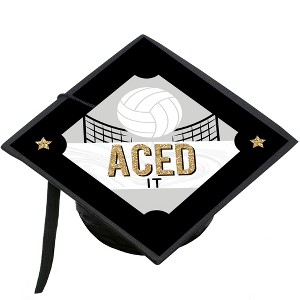 Big Dot of Happiness Grad Volleyball - Graduation Cap Decorations Kit - Grad Cap Cover - 1 of 4