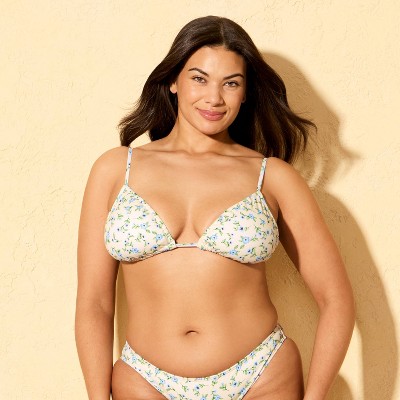 Shade & Shore Women's Floral Cinched Triangle Bikini Top - Shade & Shore™ White S — фото 4