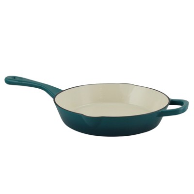 Crock Pot Artisan 8in Round Enameled Cast Iron Skillet in Teal Ombre - Thumbnail 3