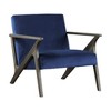 Velvet Upholstered Retro Style Accent Chair with Attached Cushions, Foam Padding, Solid Rubberwood Frame and Antique Gray Finish - 2 of 4