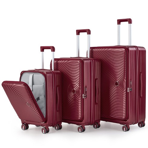 3 Pcs Expandable Hard Shell Luggage Set With Spinner Wheels And Tsa Lock Lightweight Suitcase With Front Pocket 20 24 28 Red 4l modernluxe Target