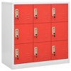 vidaXL Locker Cabinet - Modern Design Steel Storage Organizer with 9 Lockers - Suitable for Schools, Offices and Homes - Gray and Red - 2 of 4