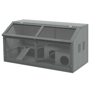 Resenkos Rat Cage Hamster Cage Small Animal Playhouse for Gerbils with Suspension Bridge, Ladders Gray - 1 of 4