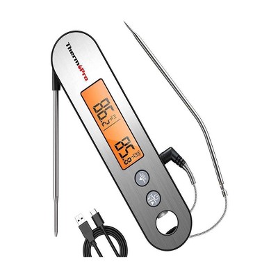 ThermoPro TP610W Waterproof Dual Probe Meat Thermometer with Alarm Programmable and Rechargeable Instant Read Food Thermometer W/ Rotating LCD Screen