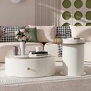 CAVINAS Set of 2 Cream Style Nesting Coffee Tables for Living Room,Irregular Center Table with Side Table,Living Room Furniture - 2 of 4