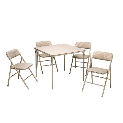 5pc Folding Table and Chair Set Tan Room Joy