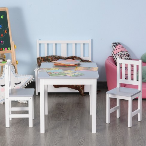 Qaba Kids Table And 2 Chairs Set 3, Children S Arts And Crafts Table Chairs